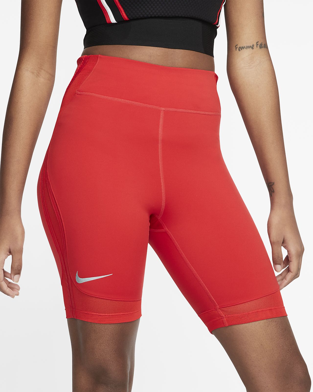 red nike running shorts