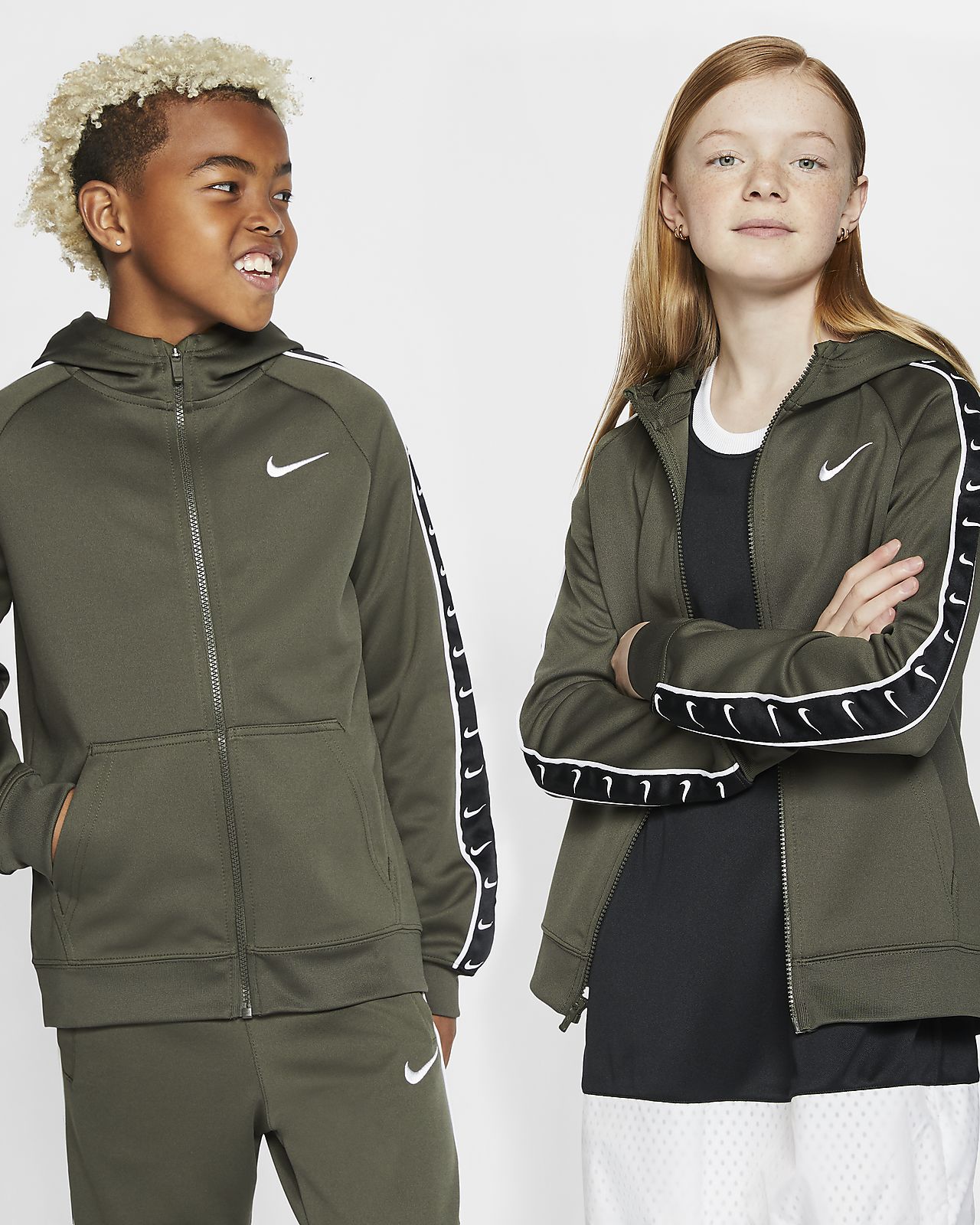 nike sportswear swoosh woven full zip jacket