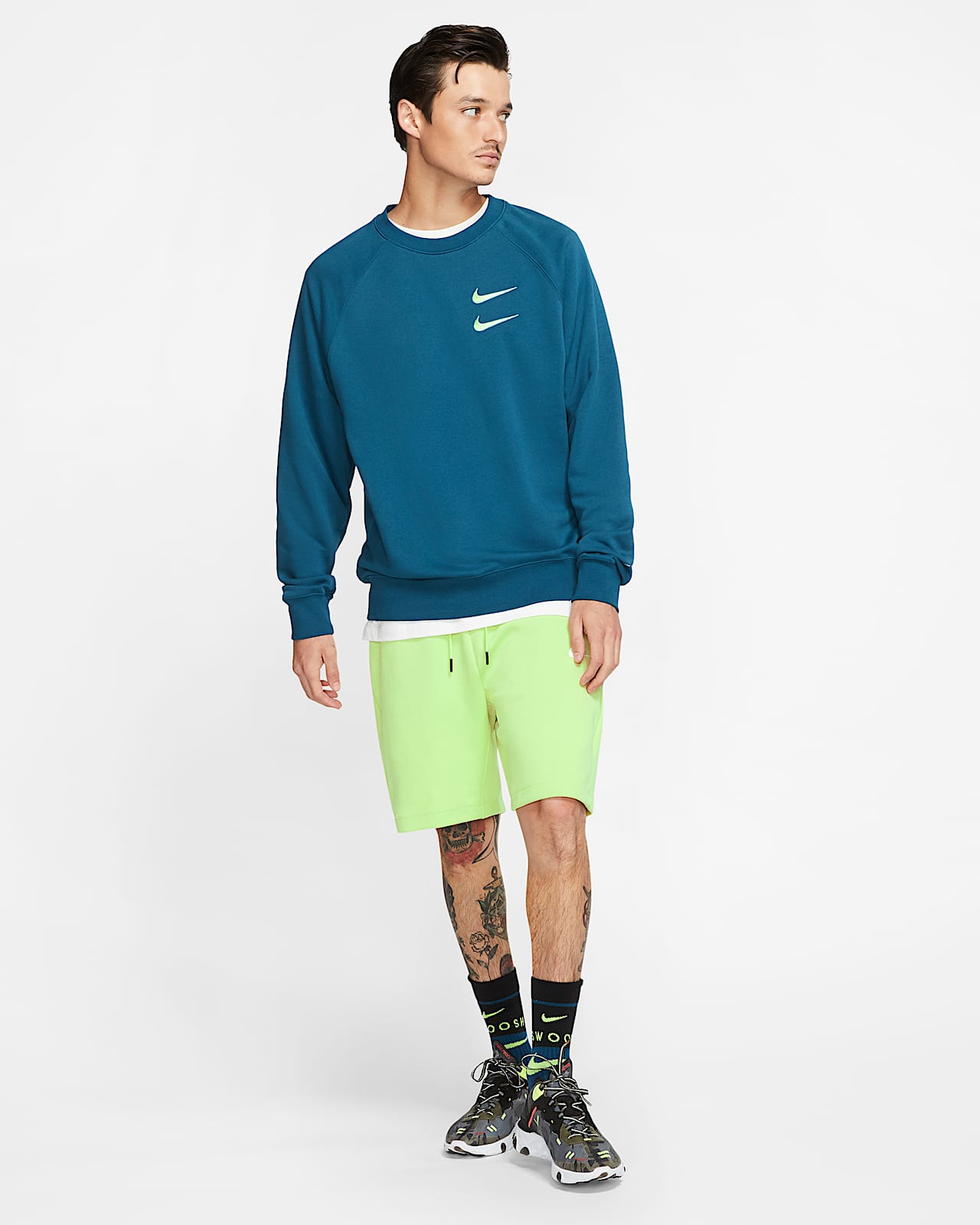nike sportswear swoosh french terry crew