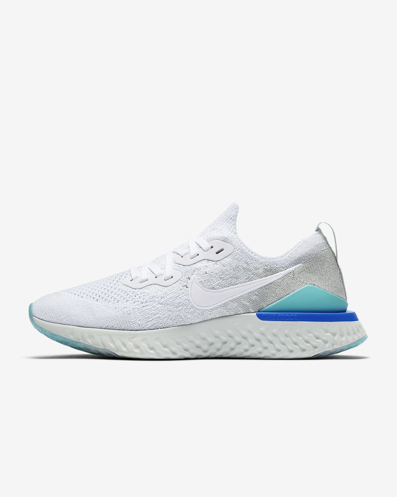 nike running epic react flyknit trainers in triple white