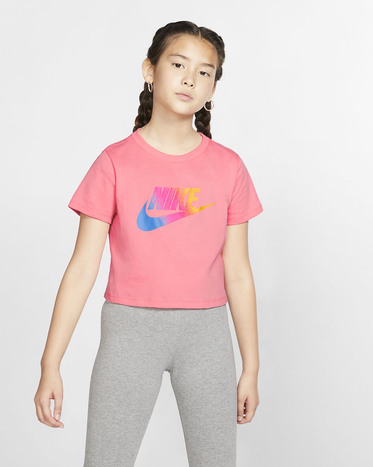 girls nike crop t shirt