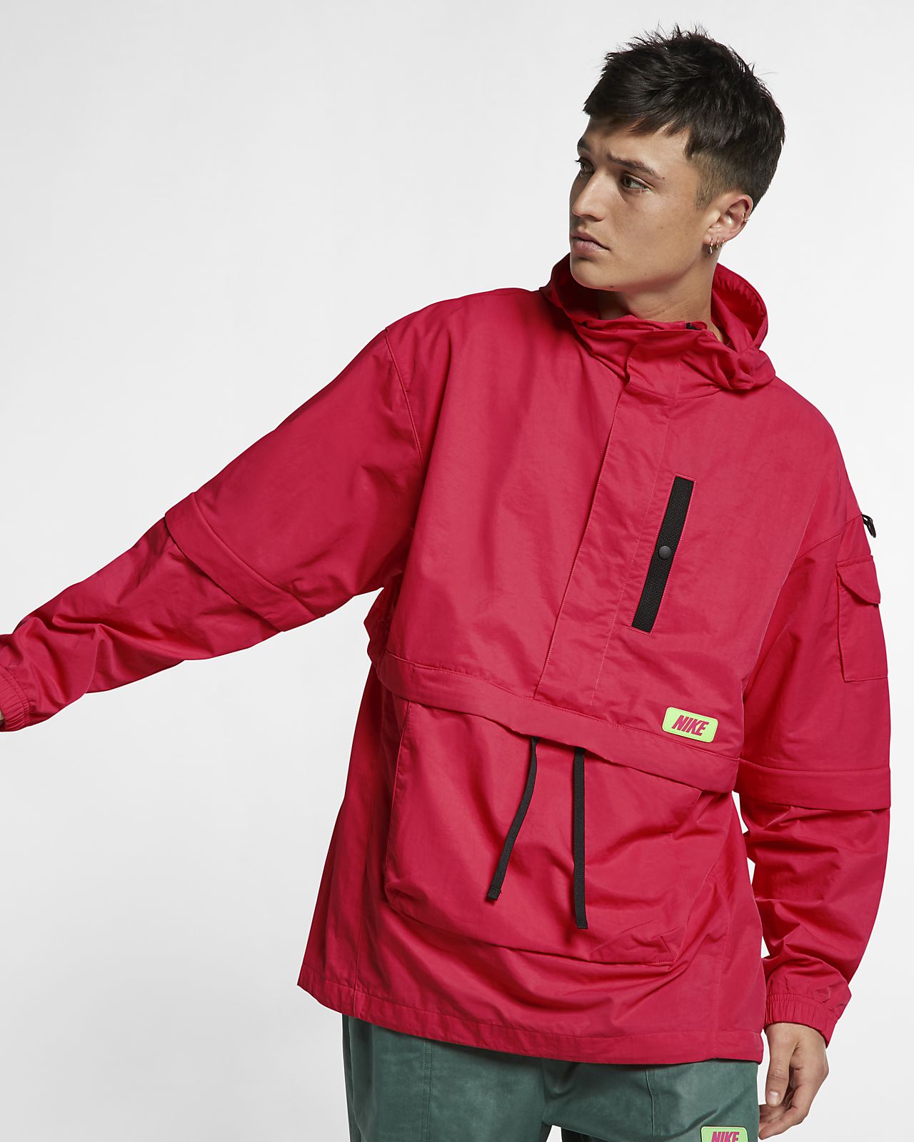 nike anorak windbreaker zwart