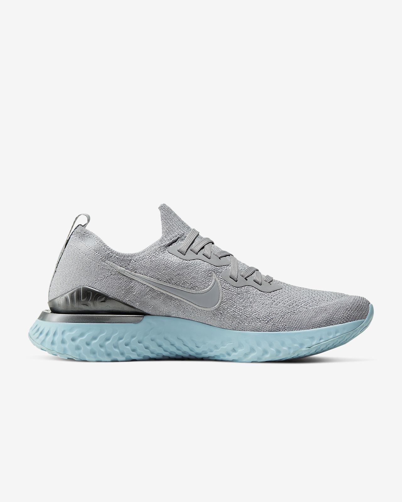 nike epic react flyknit silver running shoes