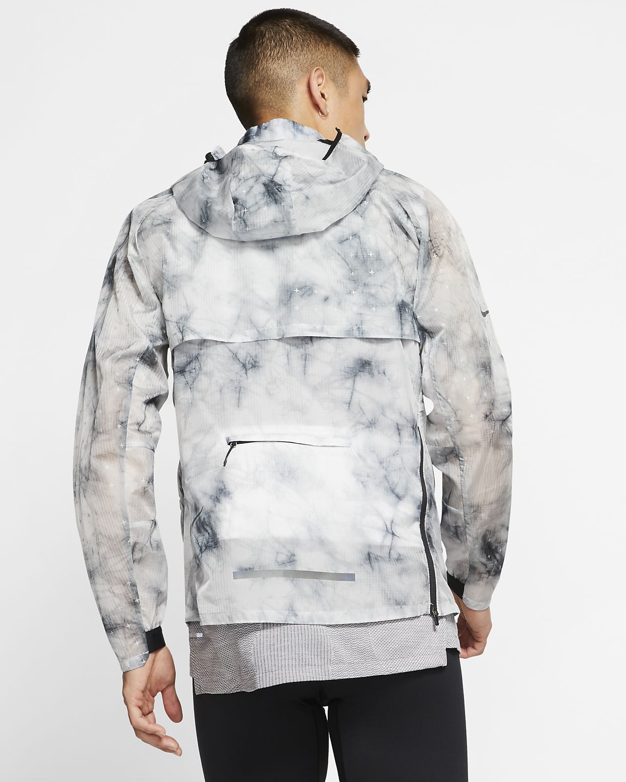 nike essential running jacket camo