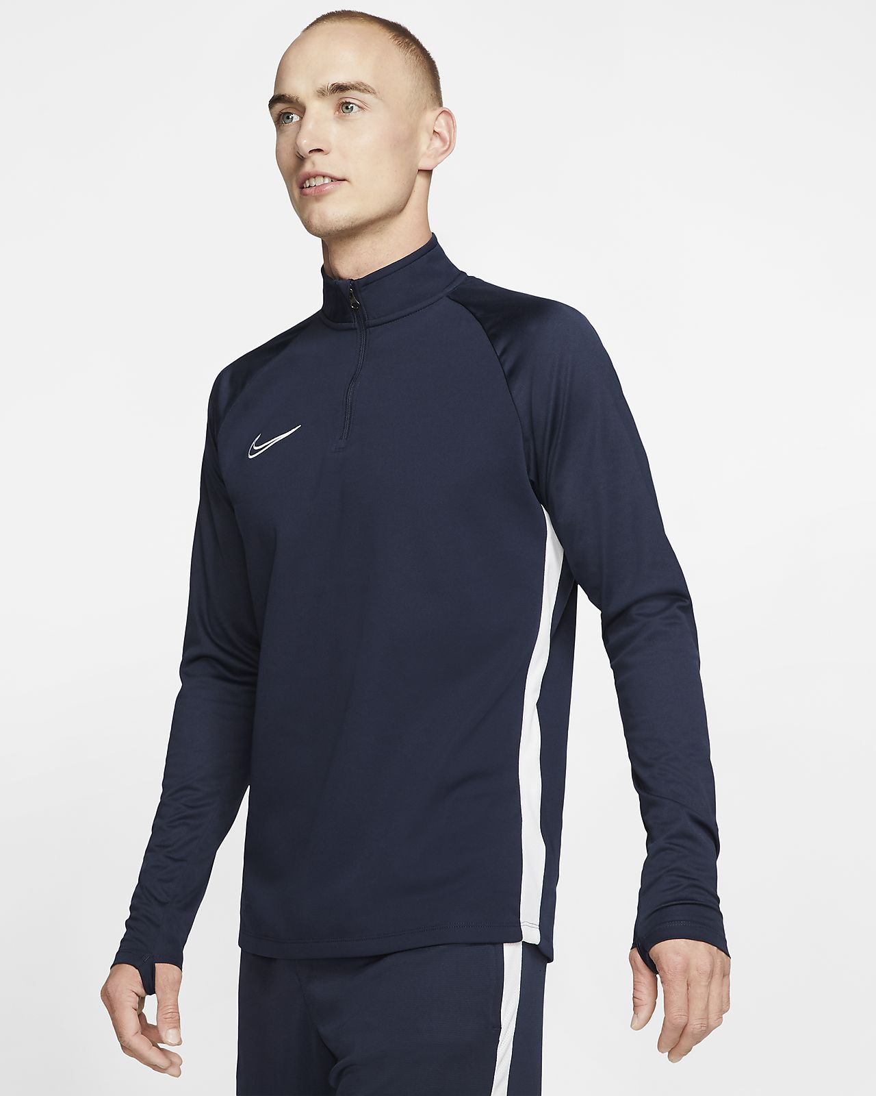Buy > nike football academy quarter zip drill top in blue > in stock
