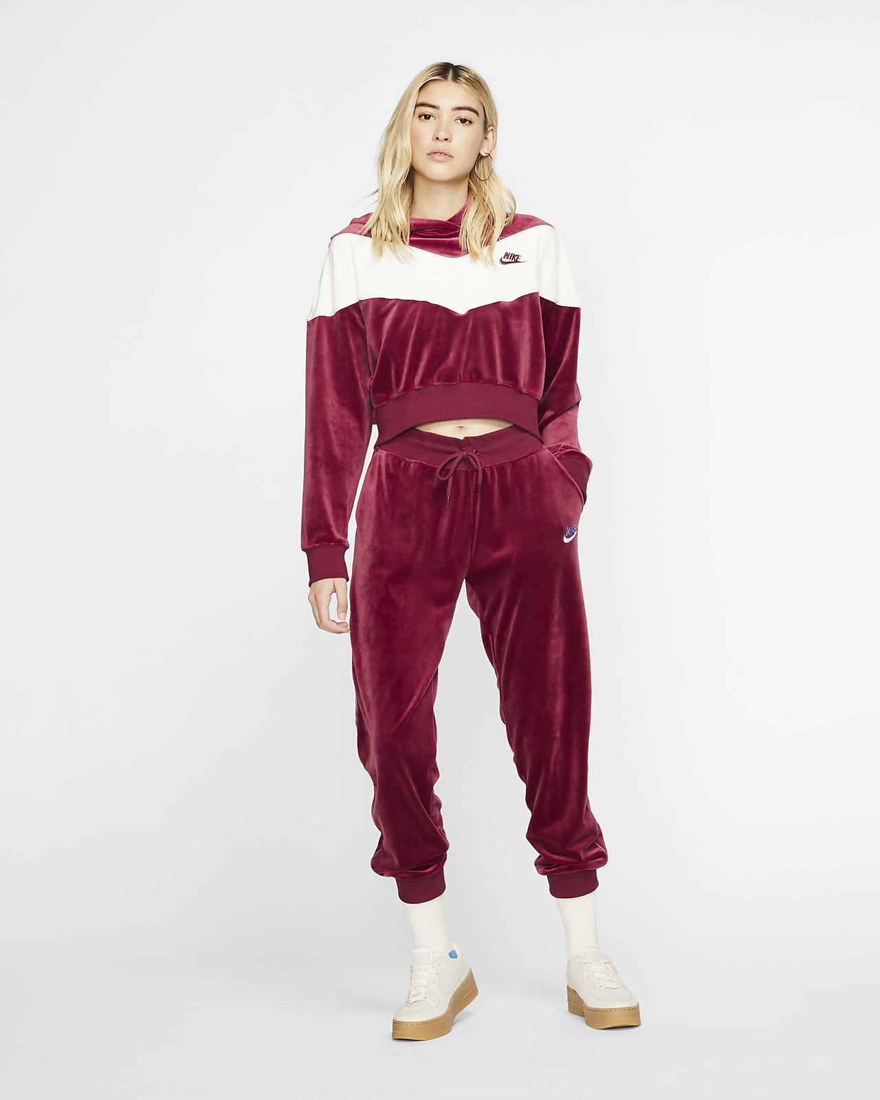 nike red velour tracksuit