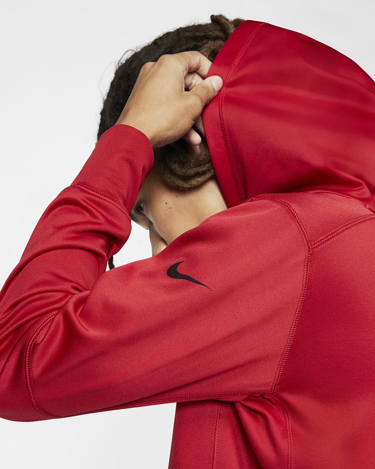 red nike dri fit hoodie