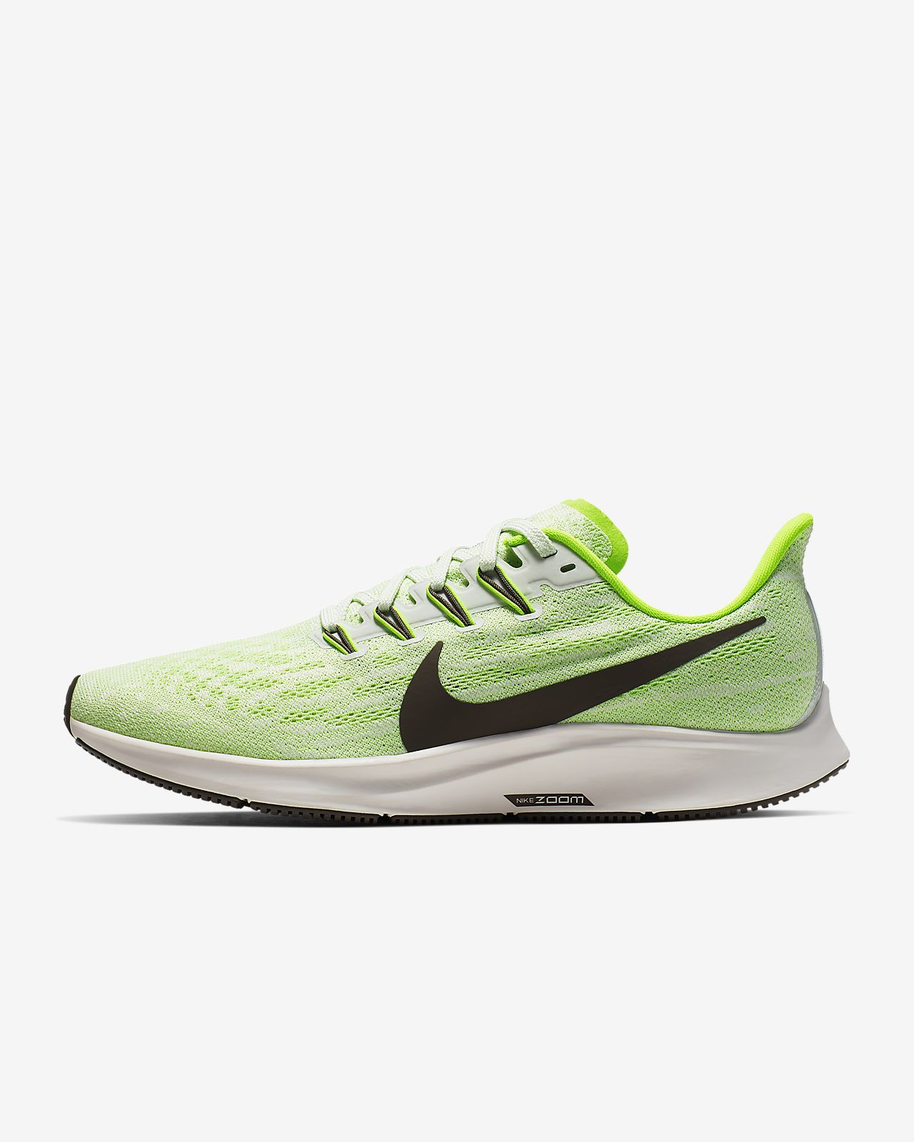 nike running air zoom pegasus 36 in green and white