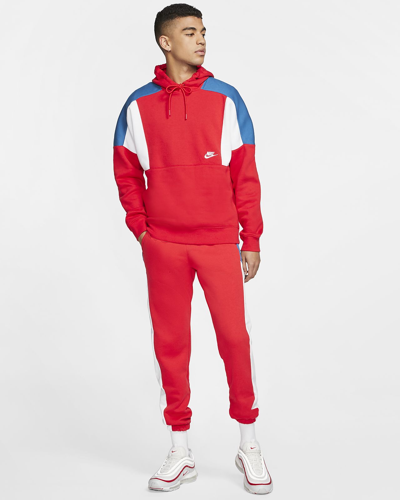 nike red white and blue hoodie