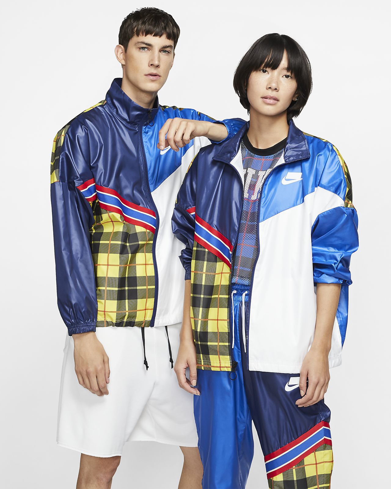 nike woven checked tracksuit bottoms