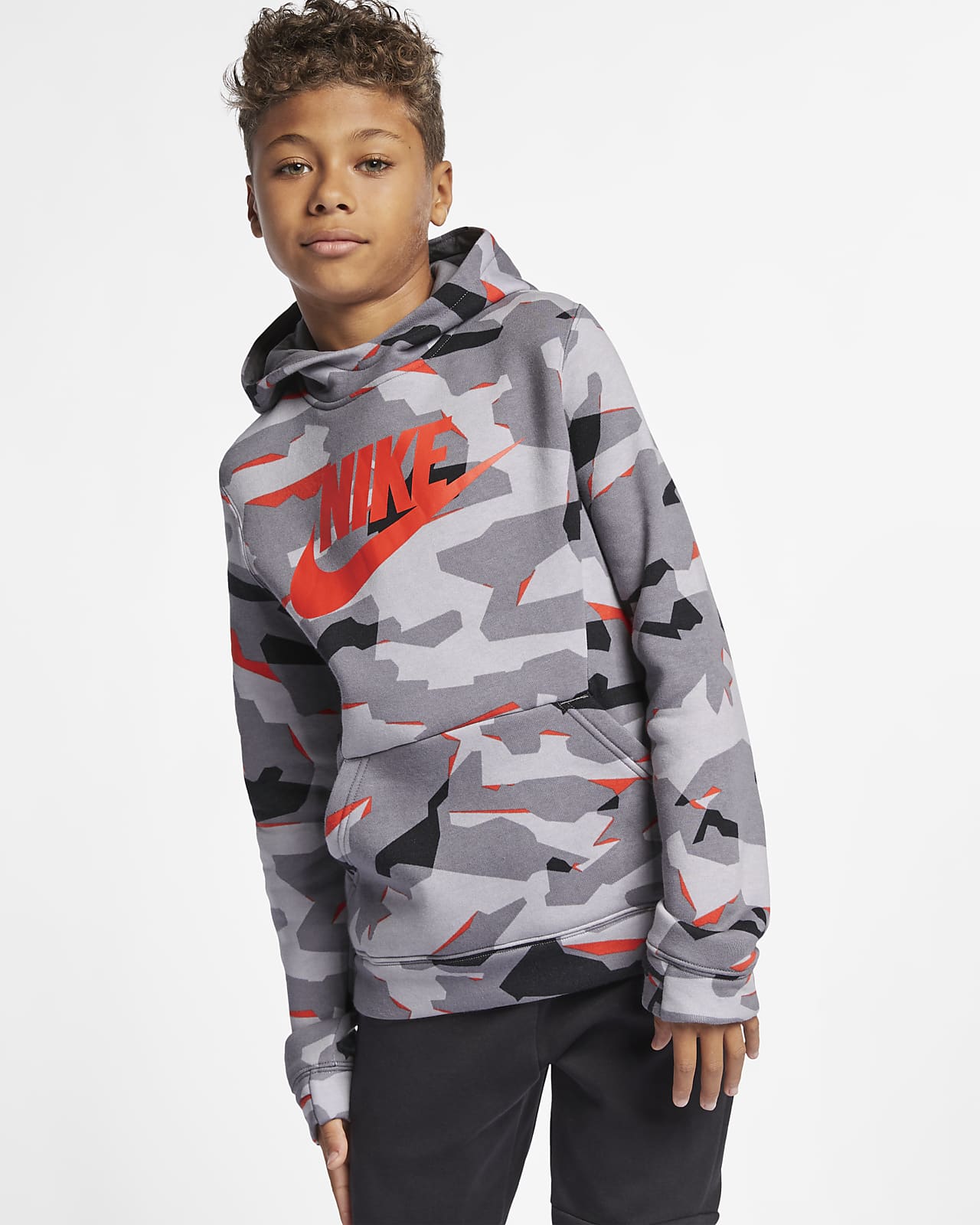 Nike Sportswear Older Kids' (Boys') Camo Pullover Hoodie