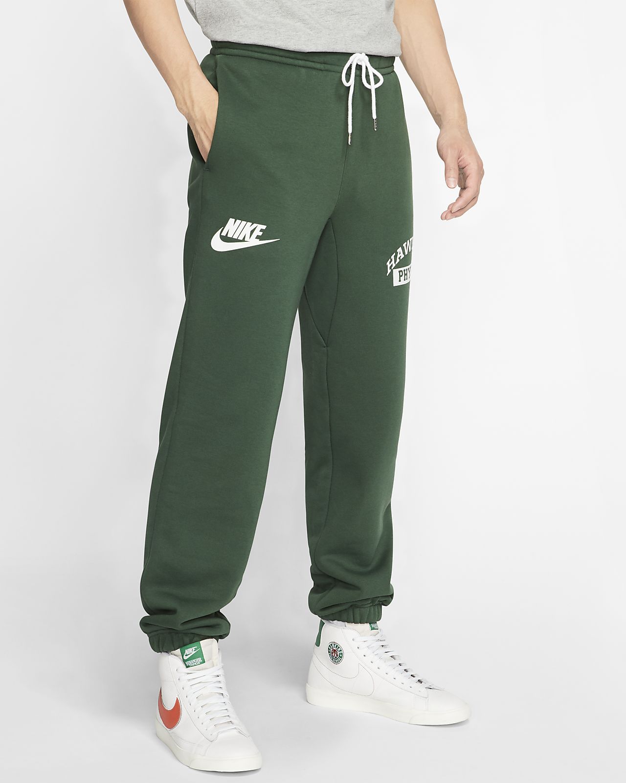 nike logo taping sweatpants in green