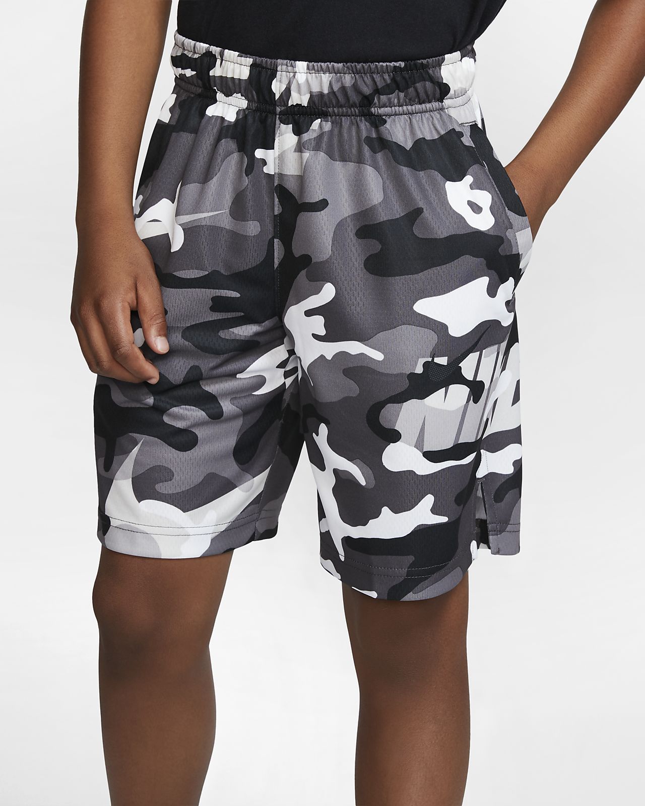 nike training dry camo shorts in grey