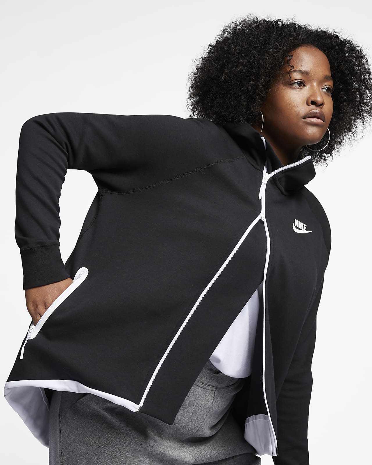 Nike Sportswear Tech Fleece Damen-Poncho mit durchgehendem Reißverschluss (große Größe)