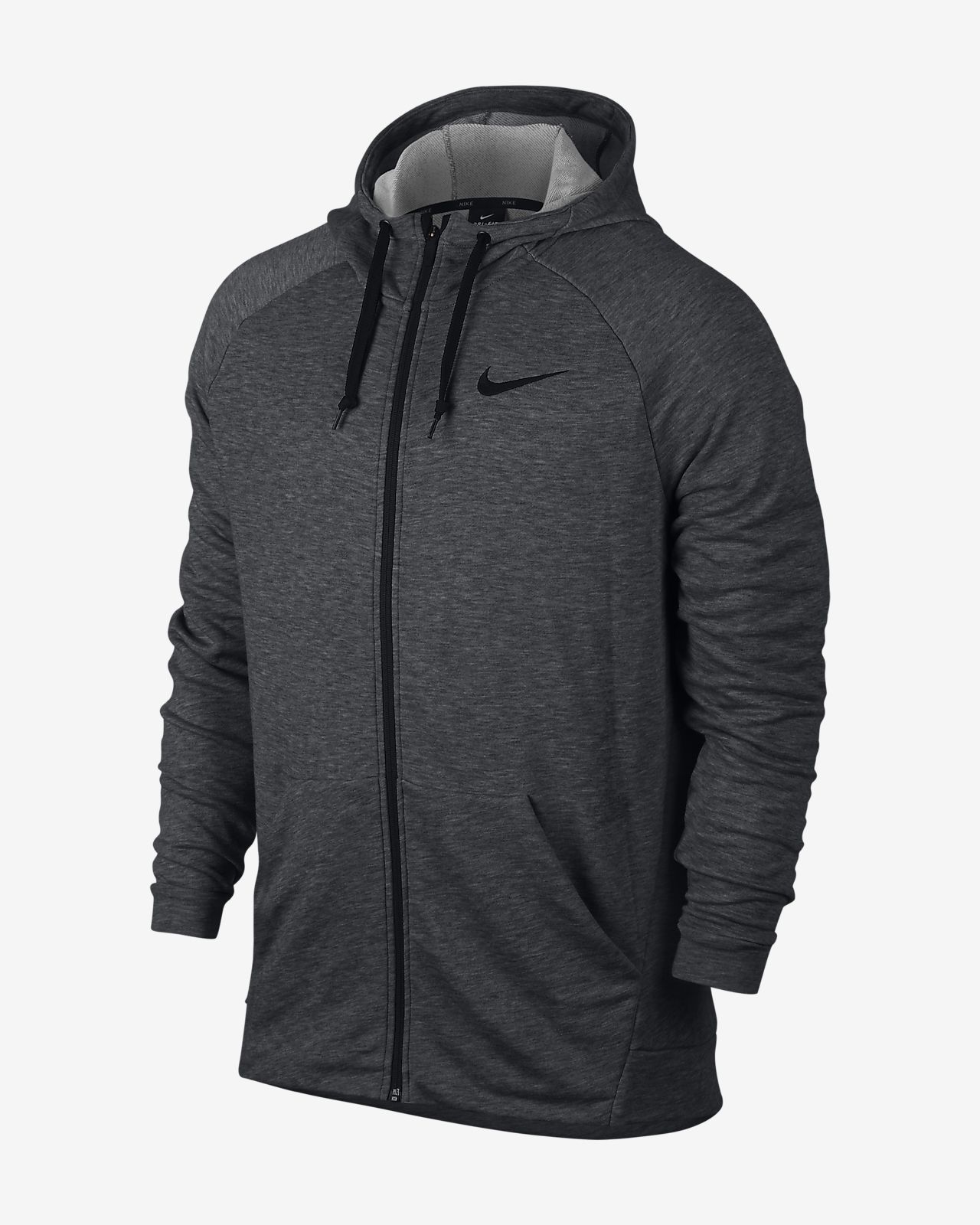 nike training full zip dri fit logo hoodie black