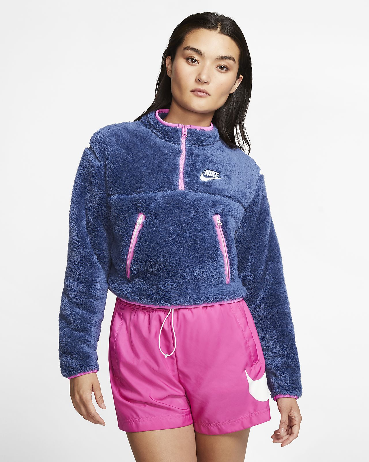 sportswear women's half zip fleece hoodie