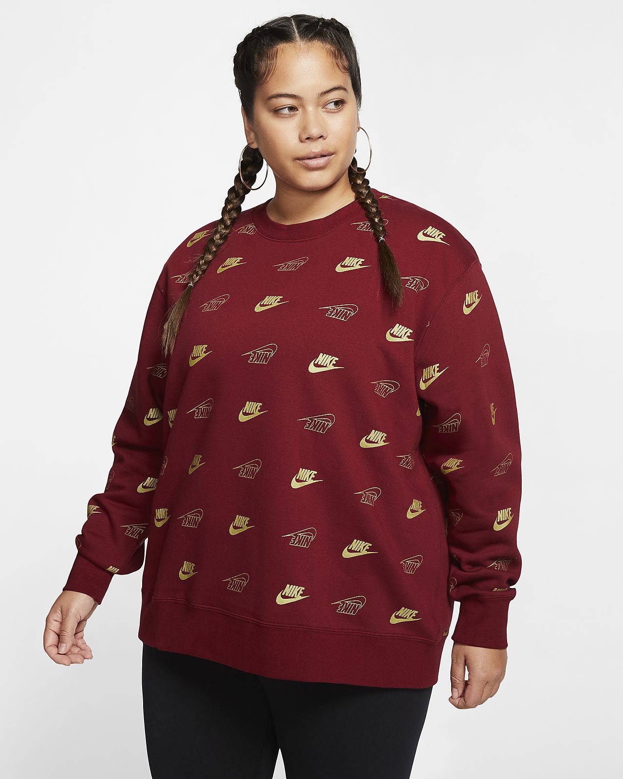 nike sportswear rally women's print metallic crew