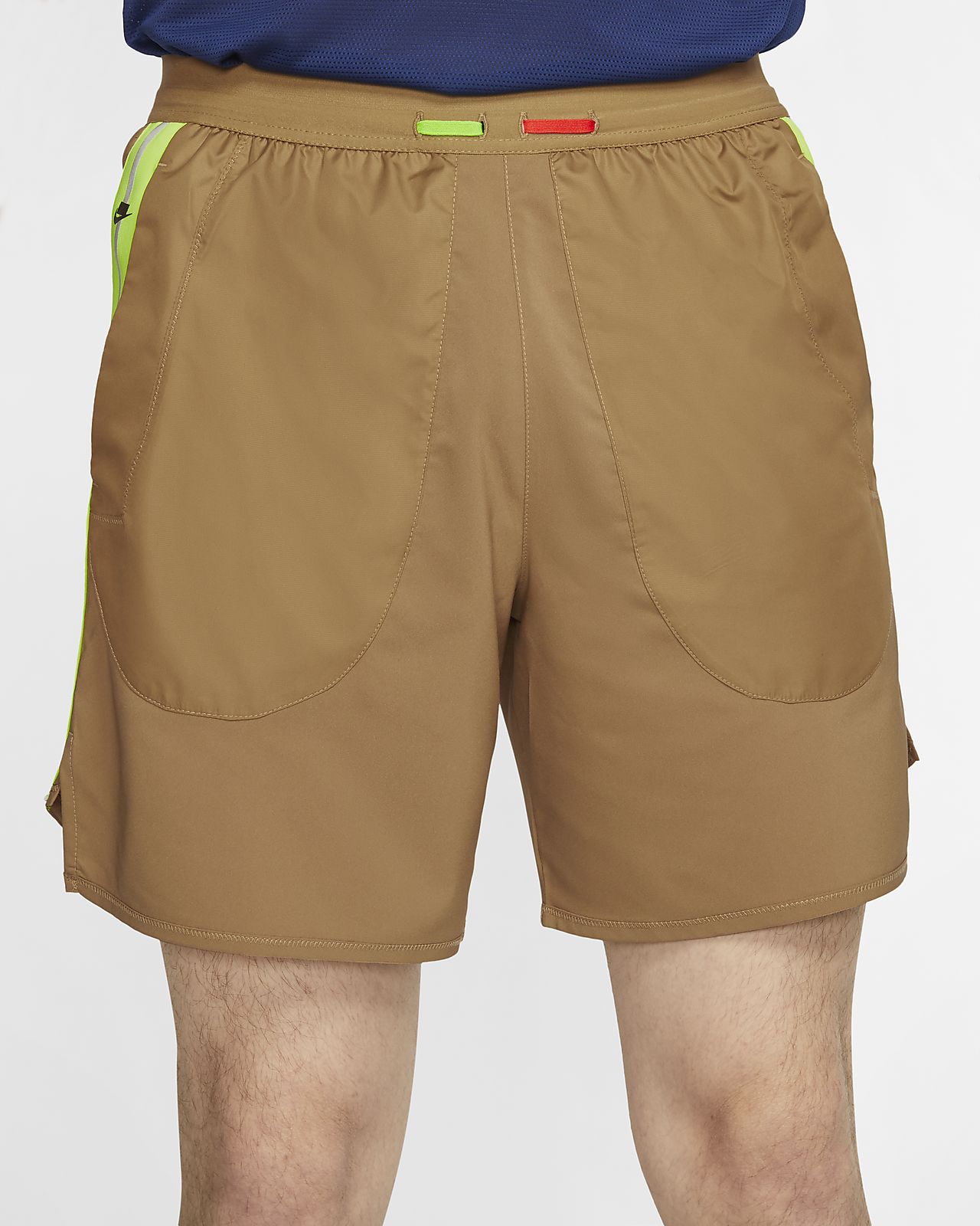 beige running shorts