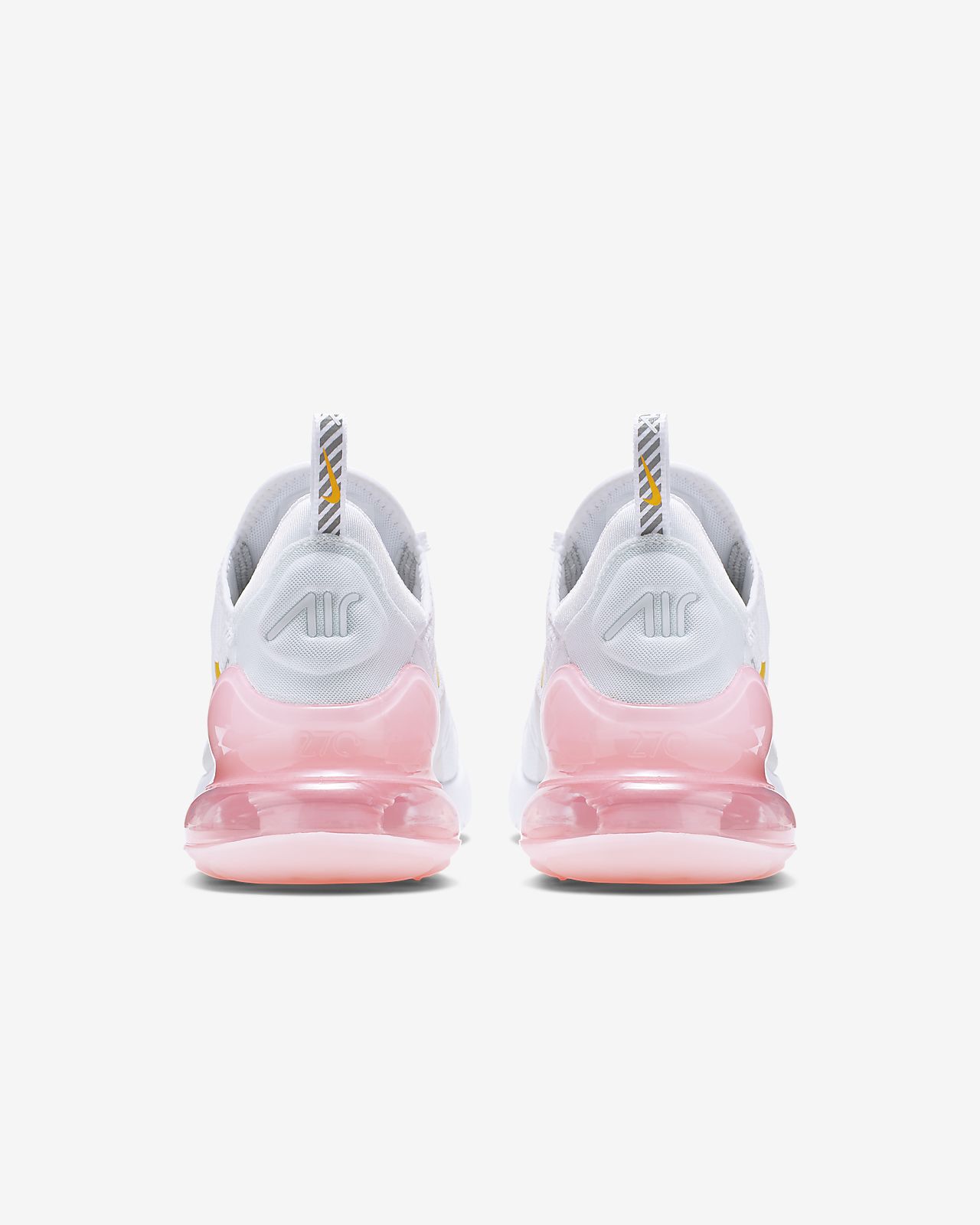 white and light pink air max 270