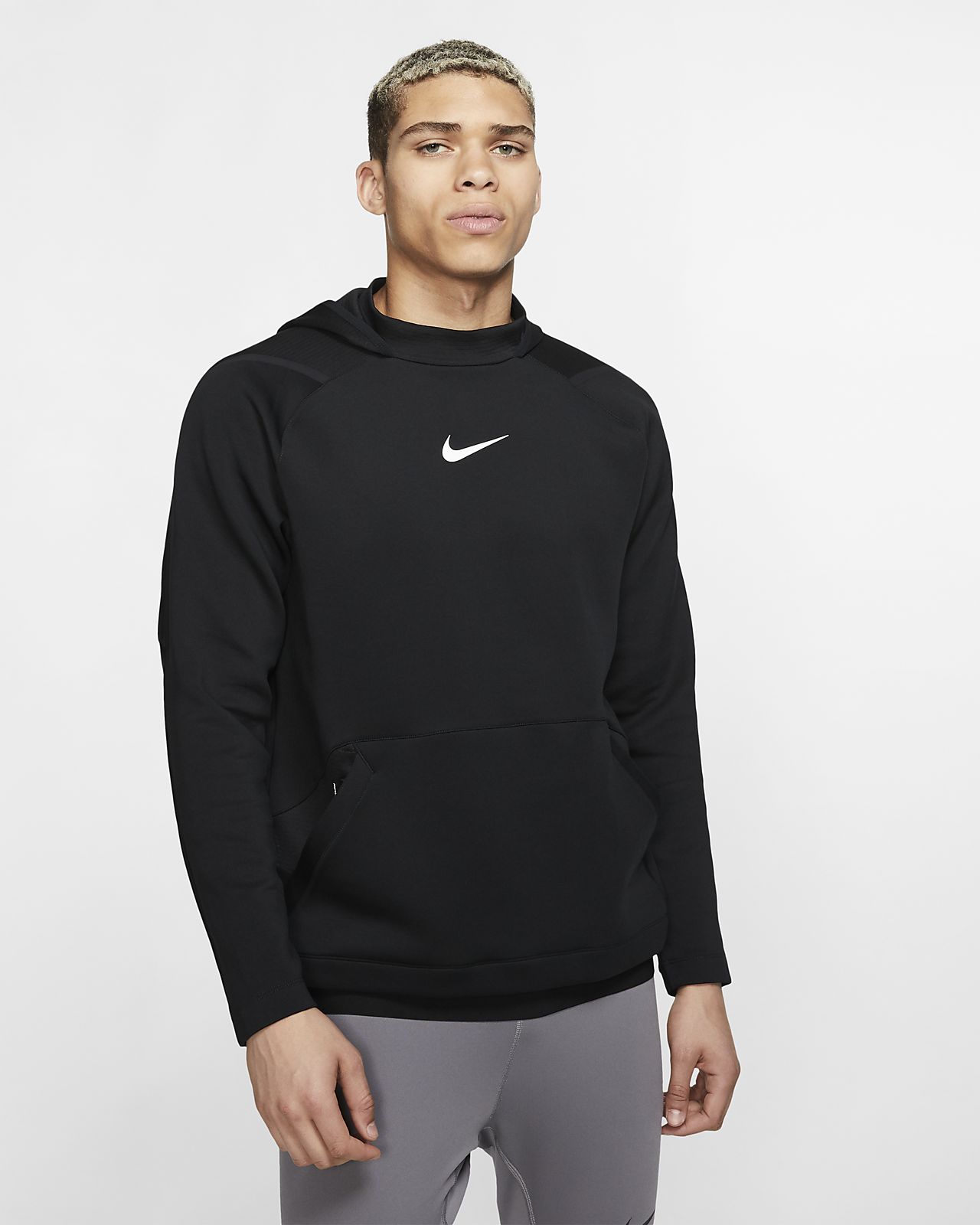 Nike Mens Hoodie Pullover Grey White 