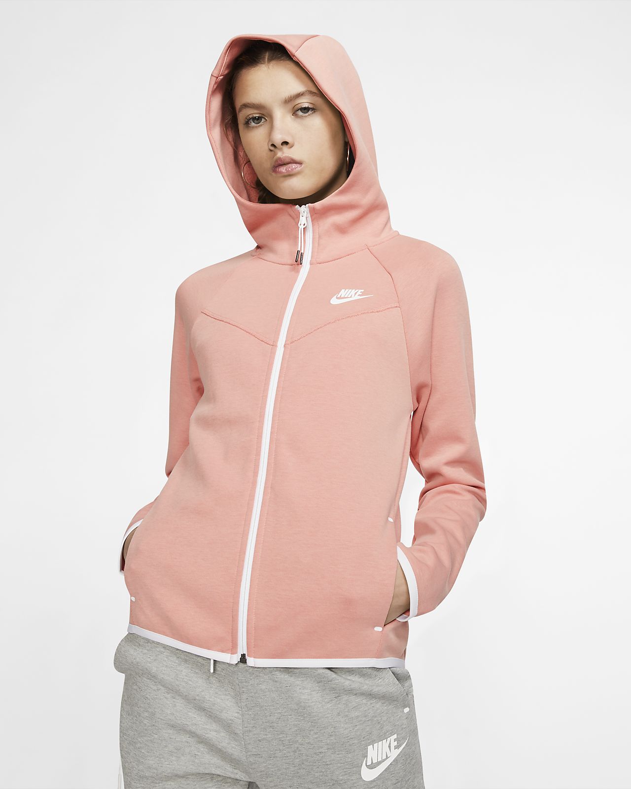 pink tech fleece hoodie