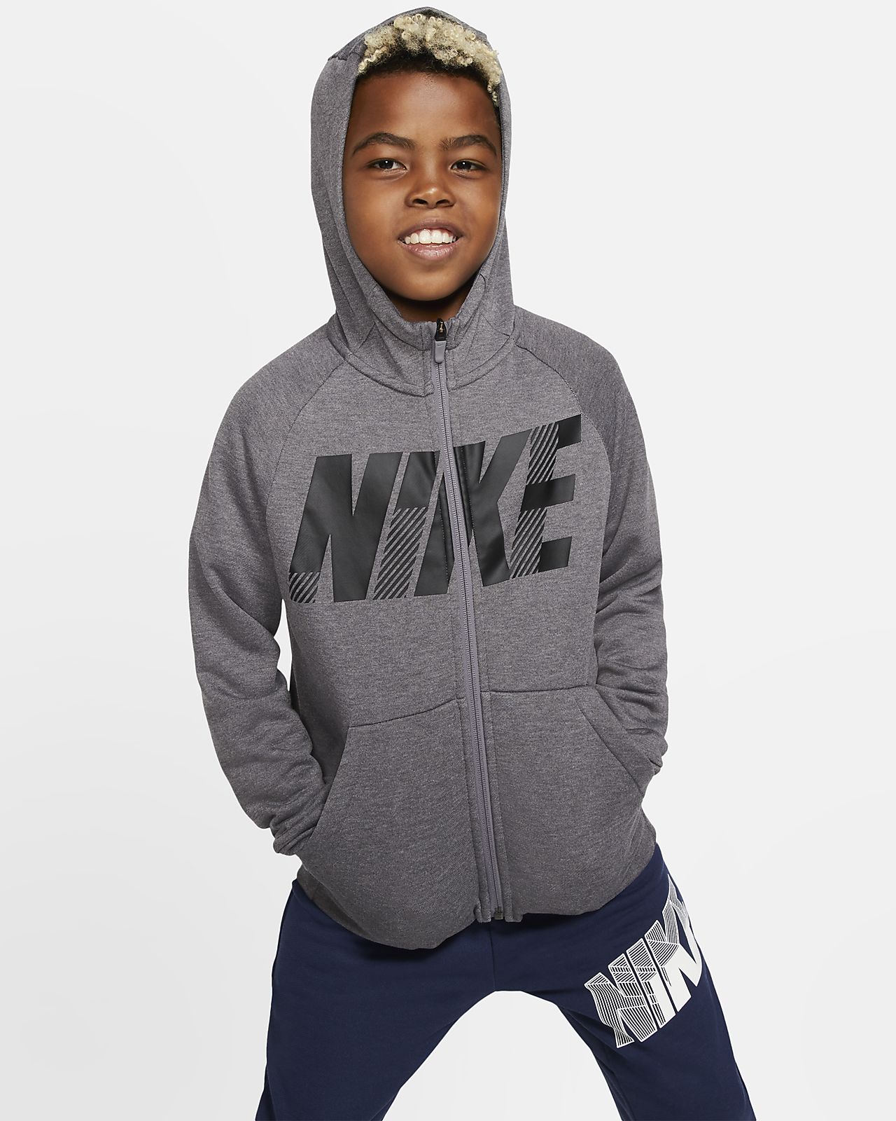 Nike Youth Boys Athletic Dri fit Pullover Performance Therma Hoodie