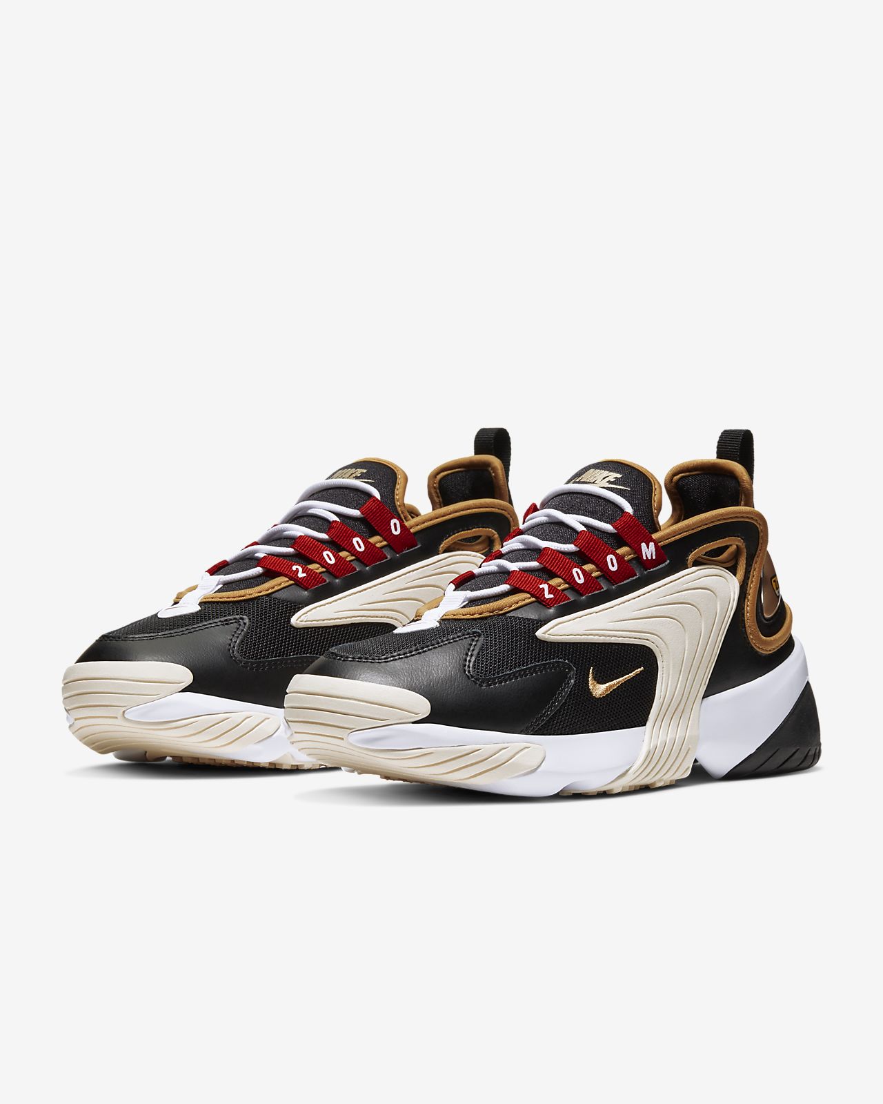 nike zoom 2k trainers in black and gold