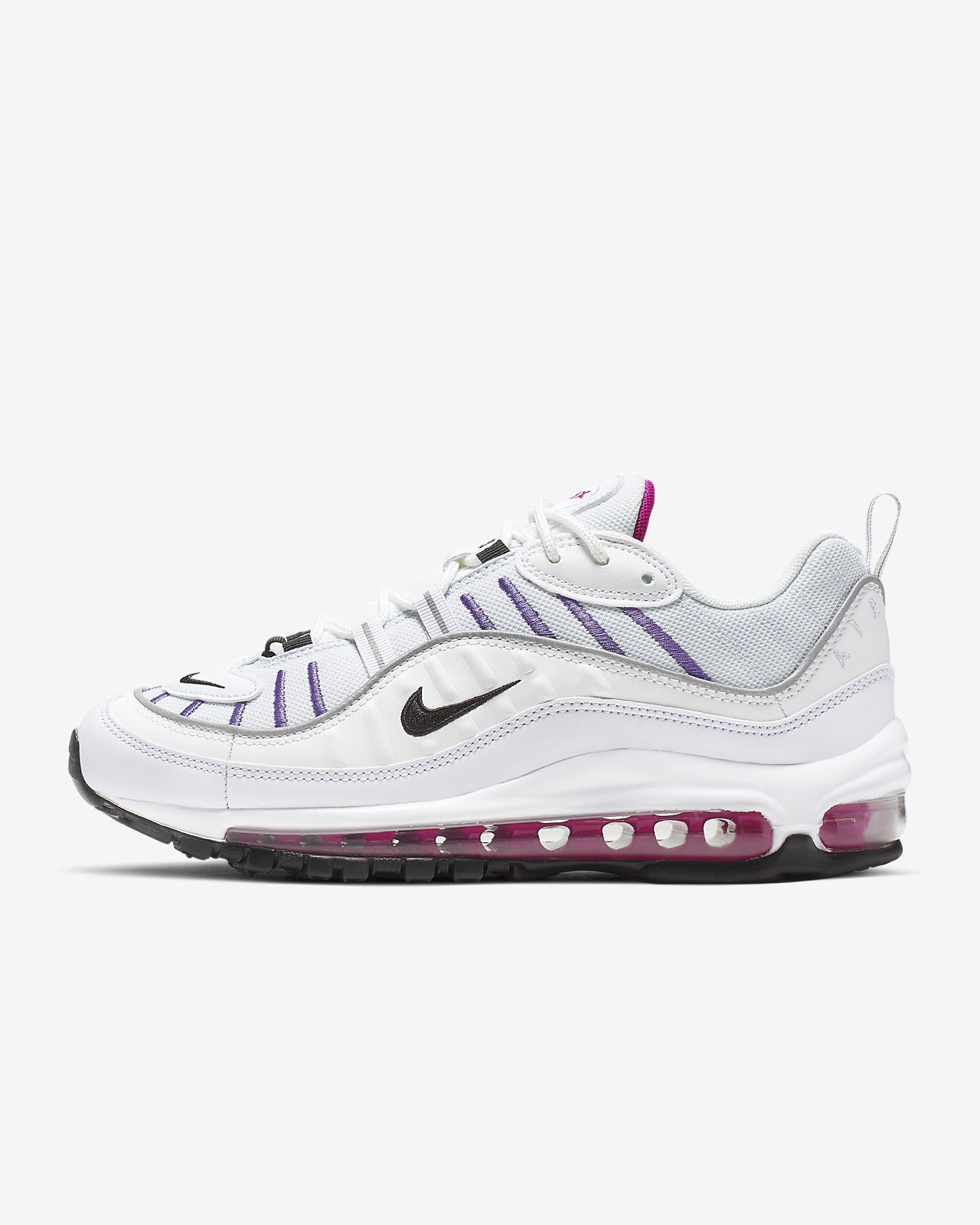 nike air max 98 trainers in white grey and pink