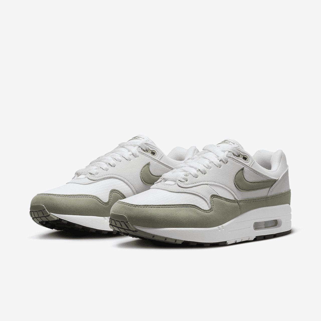 Nike Air Max 1 sneaker Wit/Neutral Grey/Zwart/Light Army