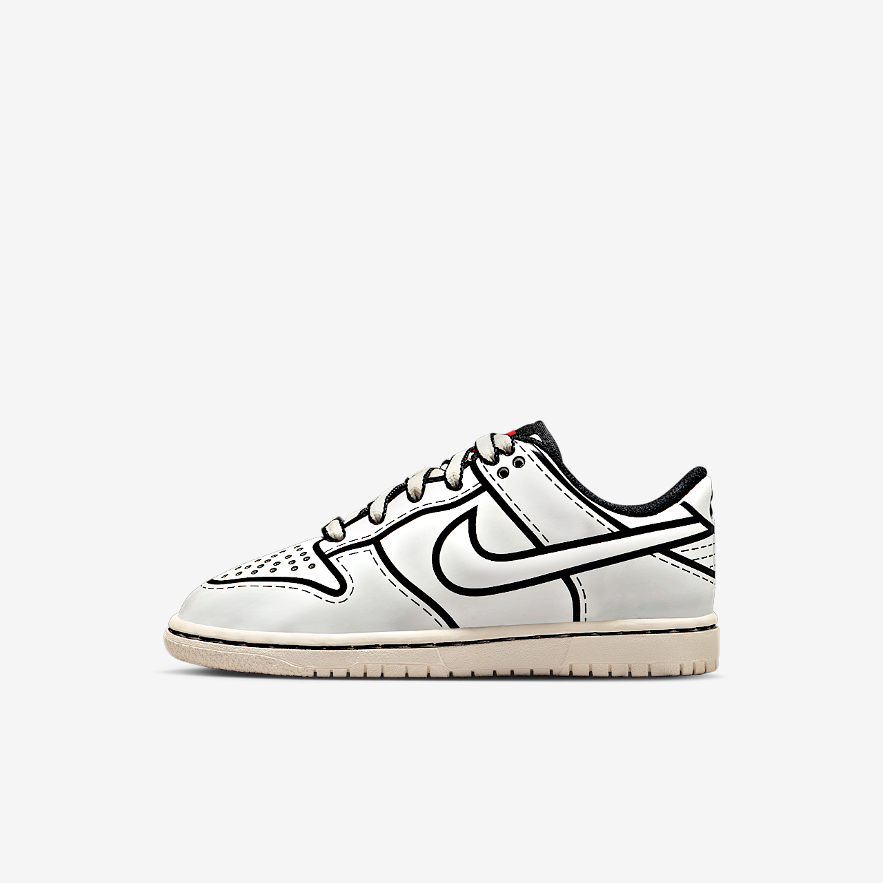 Nike Dunk Low sneaker Sail/Zwart/Rush Red/Sail