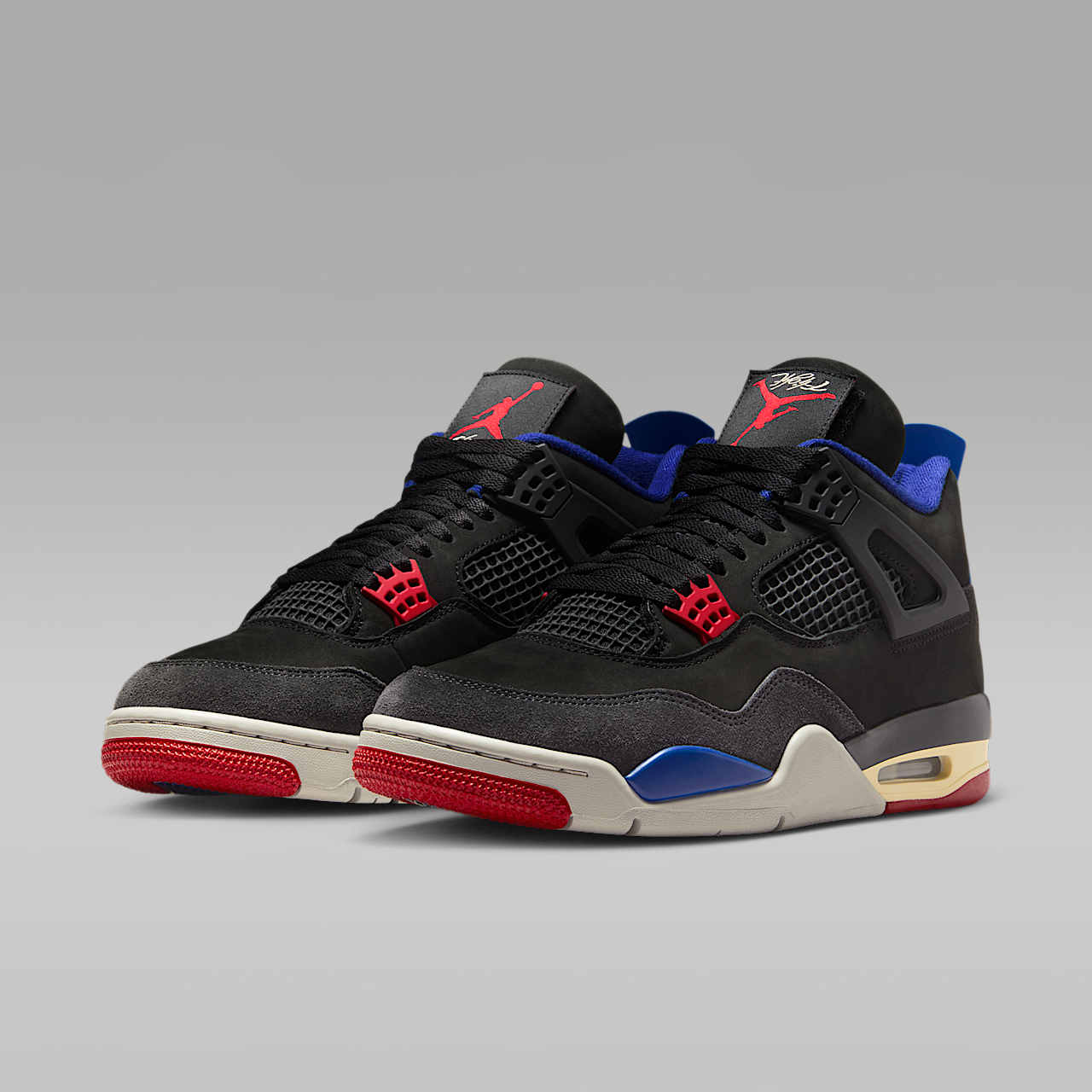 Nike Air Jordan 4 sneaker Zwart/Deep Royal Blue/Dark Smoke Grey/Fire Red