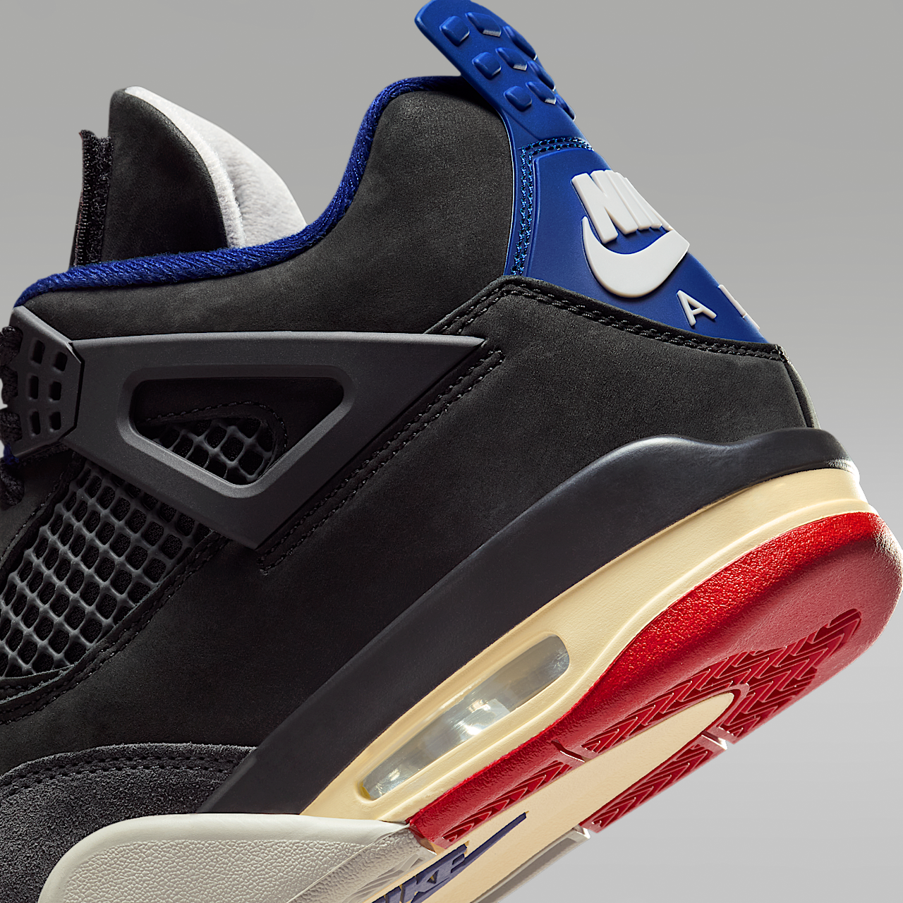 Nike Air Jordan 4 sneaker Zwart/Deep Royal Blue/Dark Smoke Grey/Fire Red