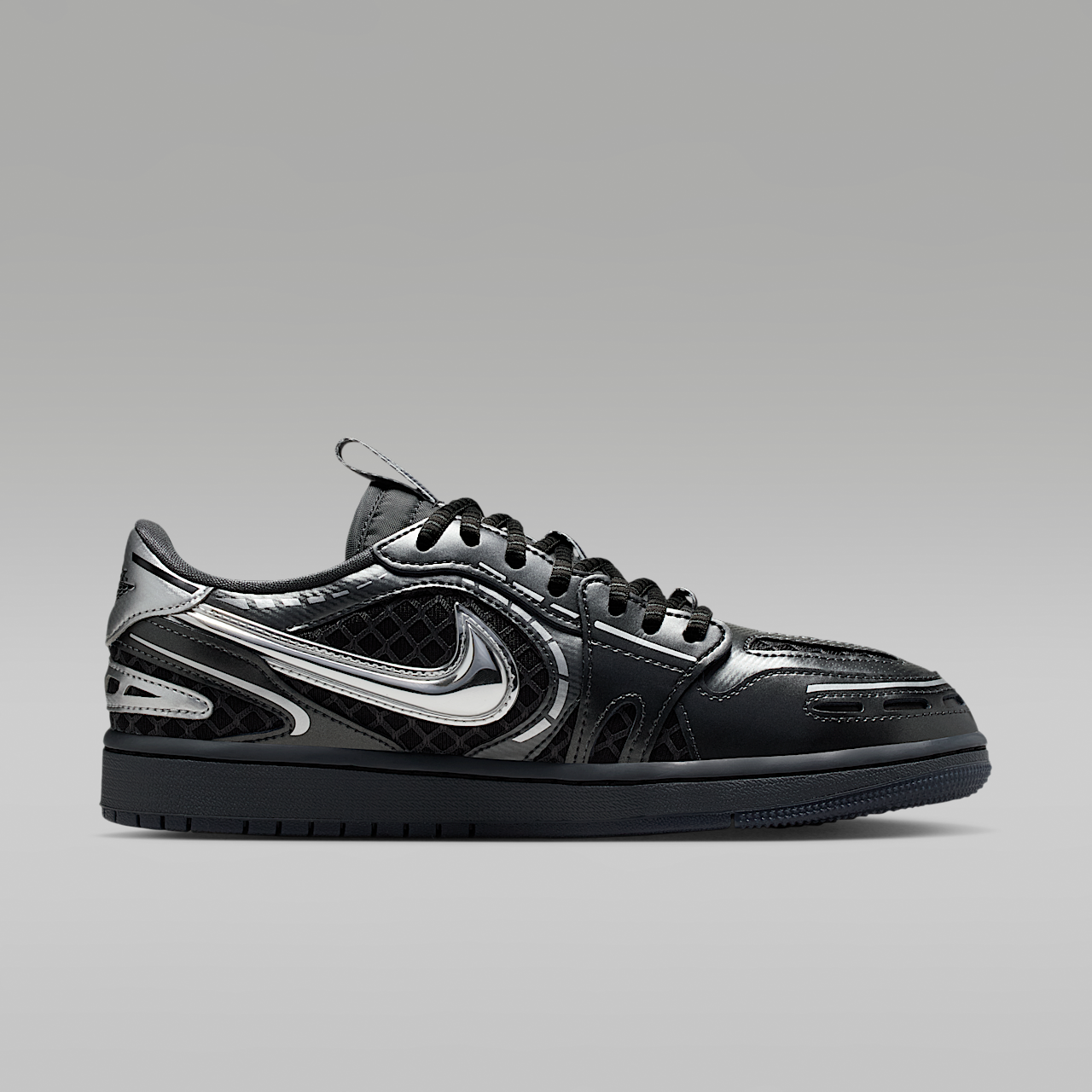Nike Air Jordan 1 Low sneaker Zwart/Wit/Anthracite/Metallic Silver