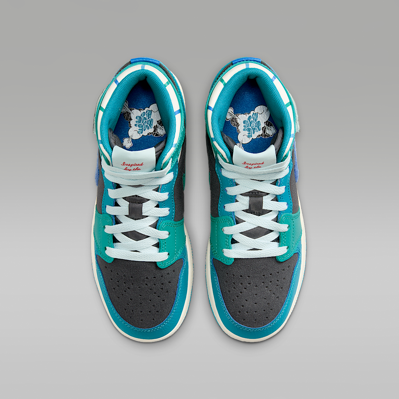 Nike Air Jordan 1 Mid sneaker Anthracite/Aquatone/New Emerald/Glacier Blue