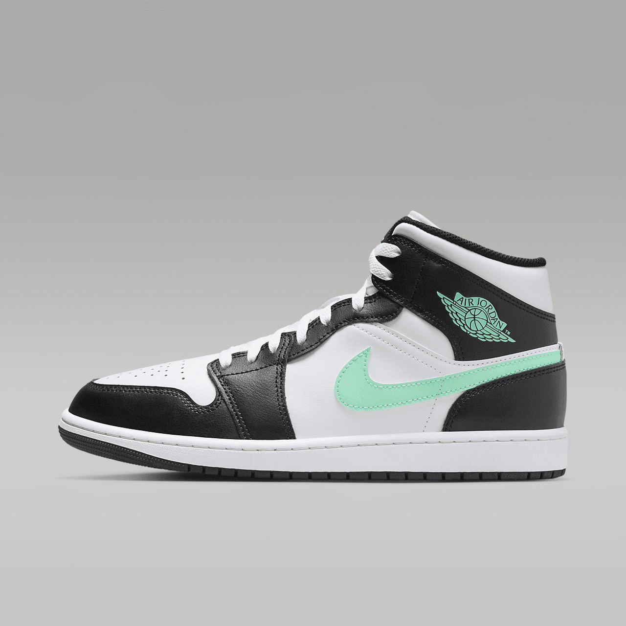Nike Air Jordan 1 Mid sneaker Wit/Zwart/Green Glow