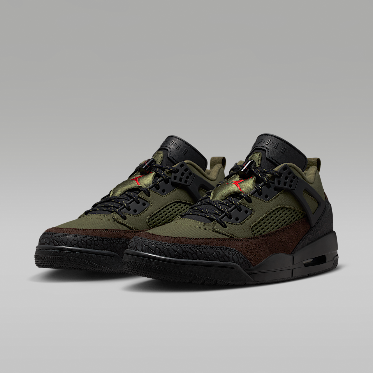 Nike Jordan Spizike Low sneaker Medium Olive/Zwart/Baroque Brown/University Red