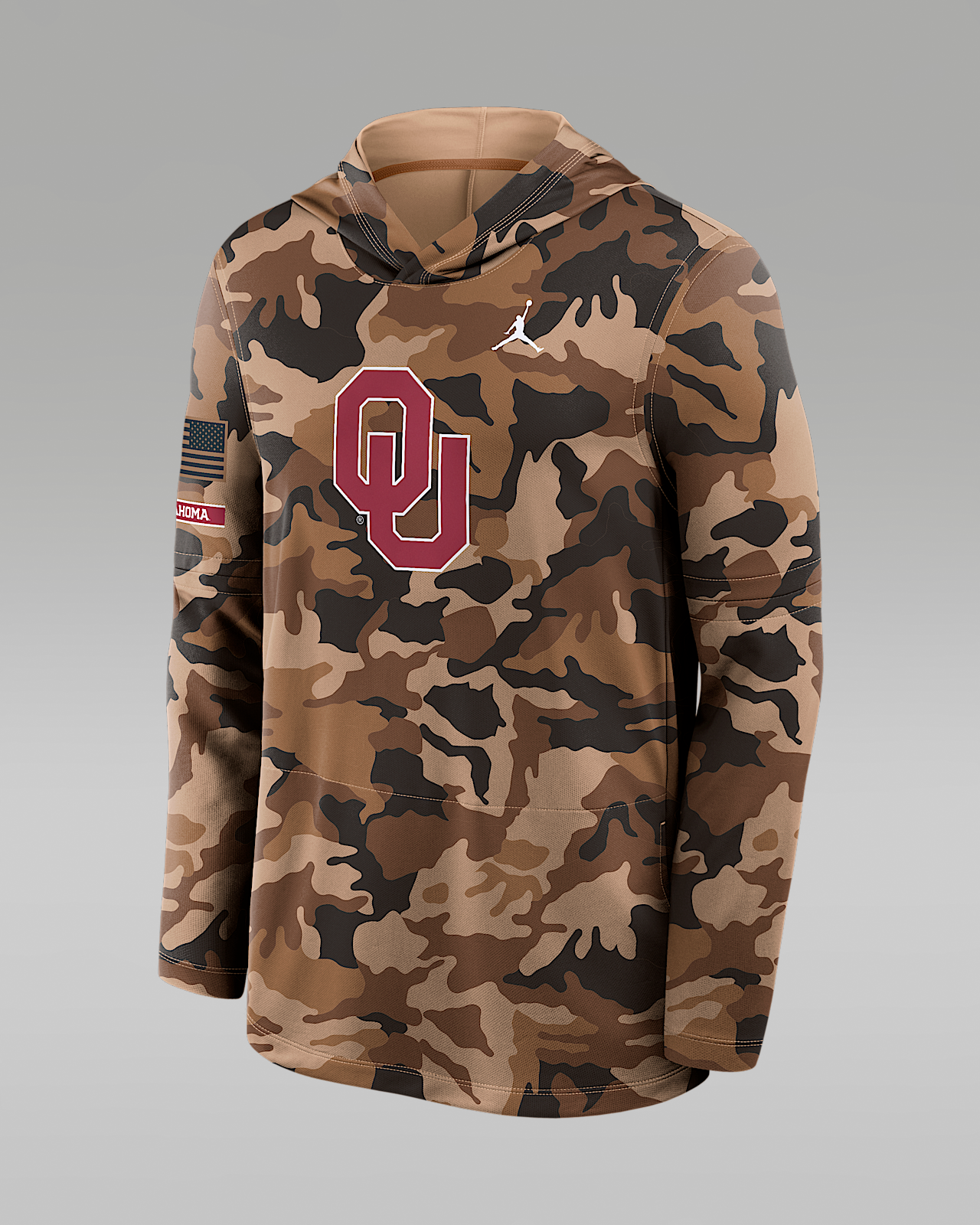 Мужские  Oklahoma 2026 Military Appreciation Jordan Brand Dri-FIT College Long-Sleeve Hooded Top