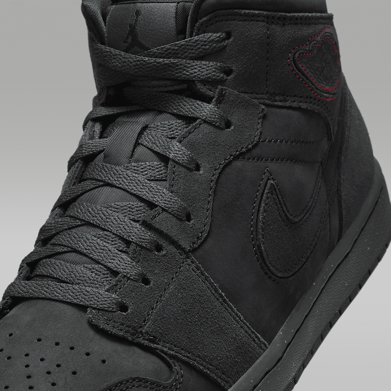 Nike Air Jordan 1 Mid sneaker Dark Smoke Grey/Varsity Red/Zwart