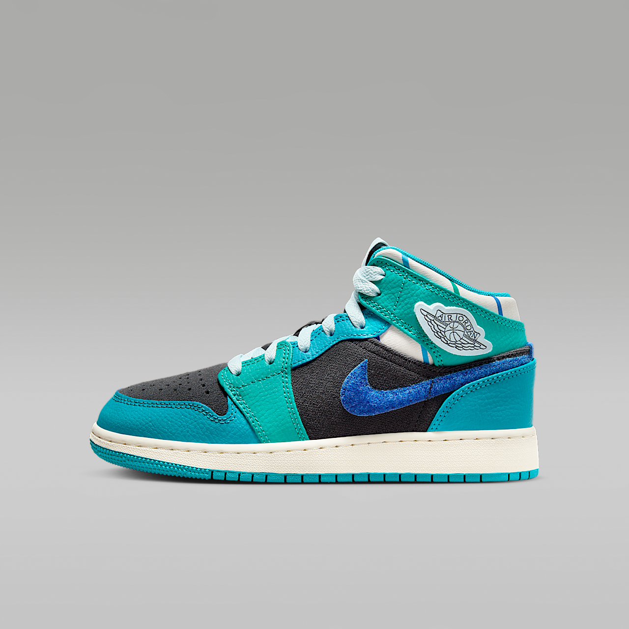 Nike Air Jordan 1 Mid sneaker Anthracite/Aquatone/New Emerald/Glacier Blue