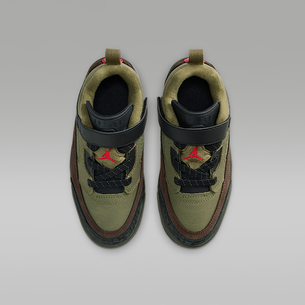 Nike Jordan Spizike Low sneaker Medium Olive/Zwart/Baroque Brown/University Red