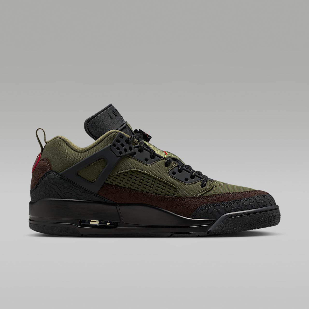 Nike Jordan Spizike Low sneaker Medium Olive/Zwart/Baroque Brown/University Red
