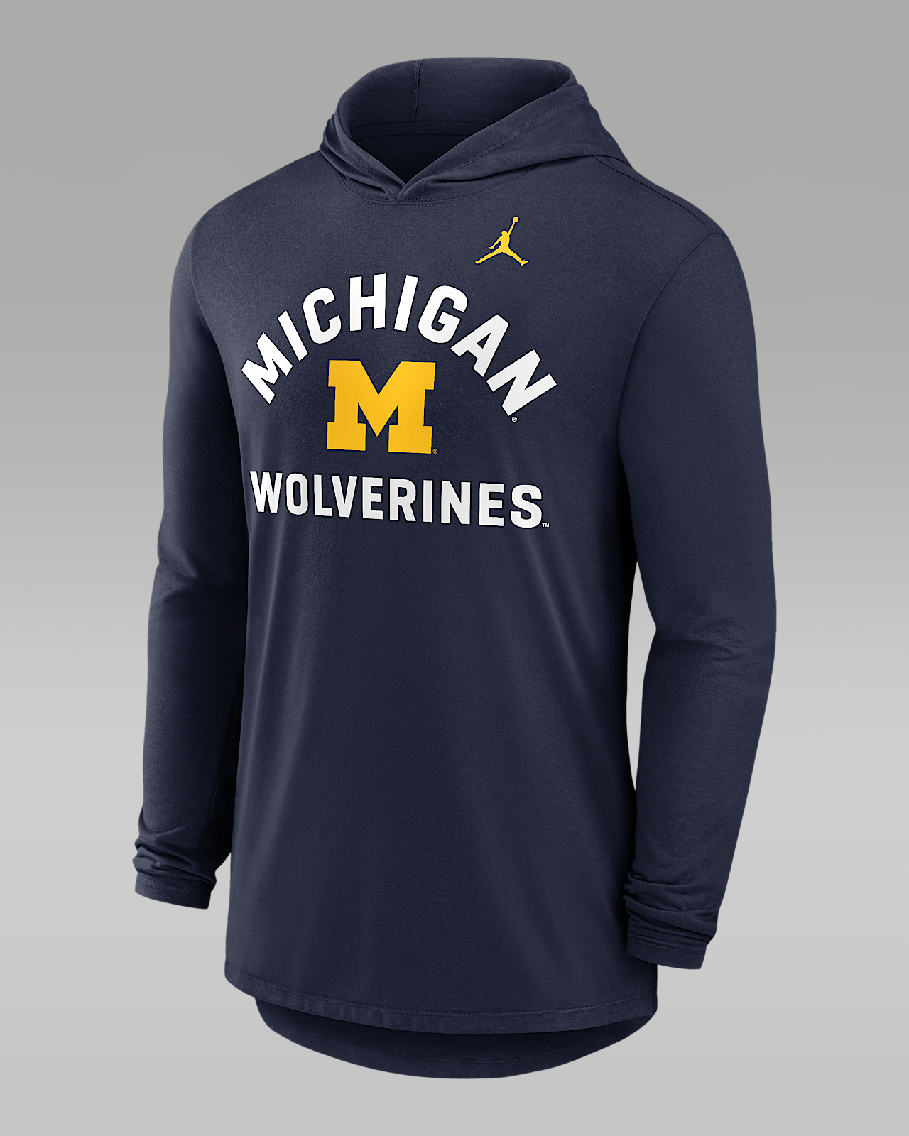 Мужская футболка Michigan Primetime Arch Jordan Brand Dri-FIT College Long-Sleeve Hooded