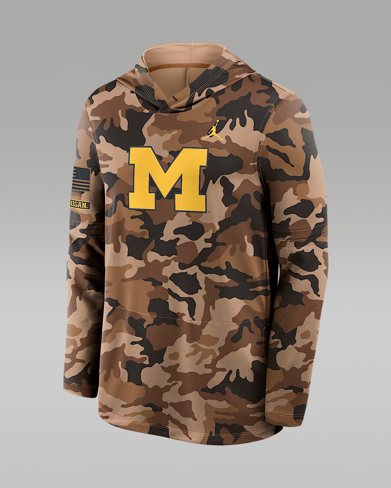 Мужские  Michigan Military Appreciation Jordan Brand Dri-FIT College Long-Sleeve Hooded Top