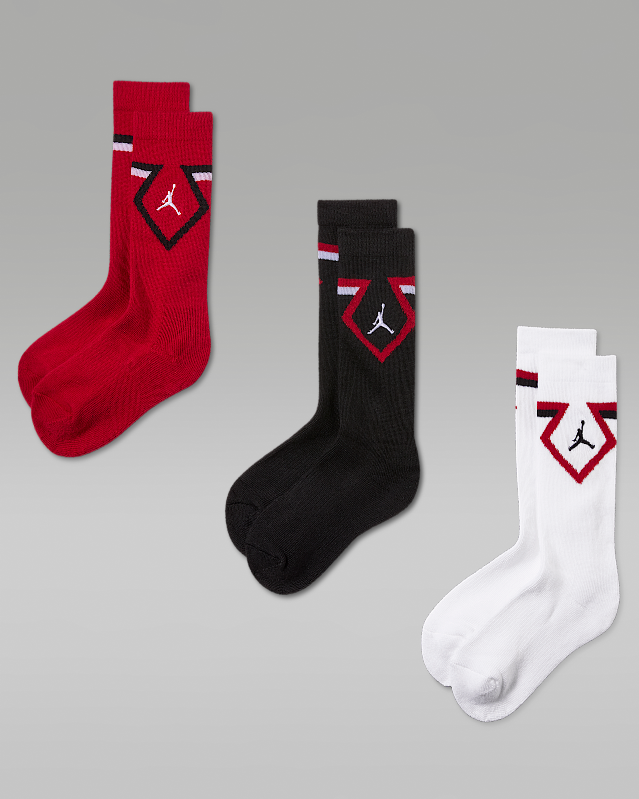 Детские носки Jordan Big Kids' Diamond Crew Socks (3 Pairs)