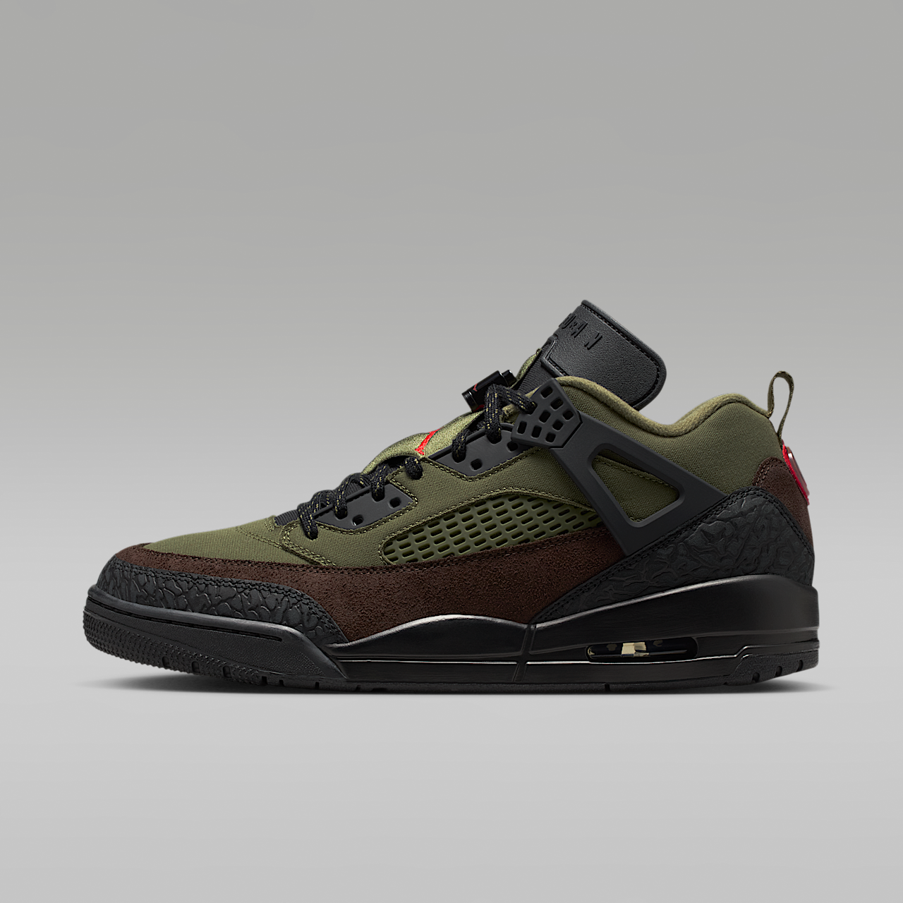 Nike Jordan Spizike Low sneaker Medium Olive/Zwart/Baroque Brown/University Red