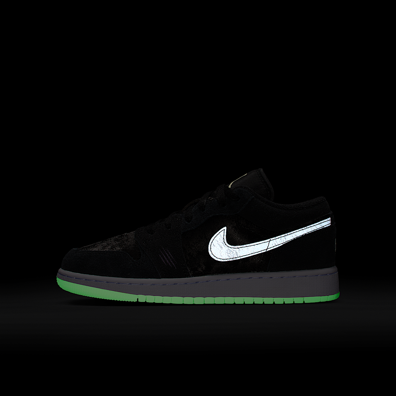 Nike Air Jordan 1 Low sneaker Zwart/Barely Volt/Dark Raisin/Iron Grey
