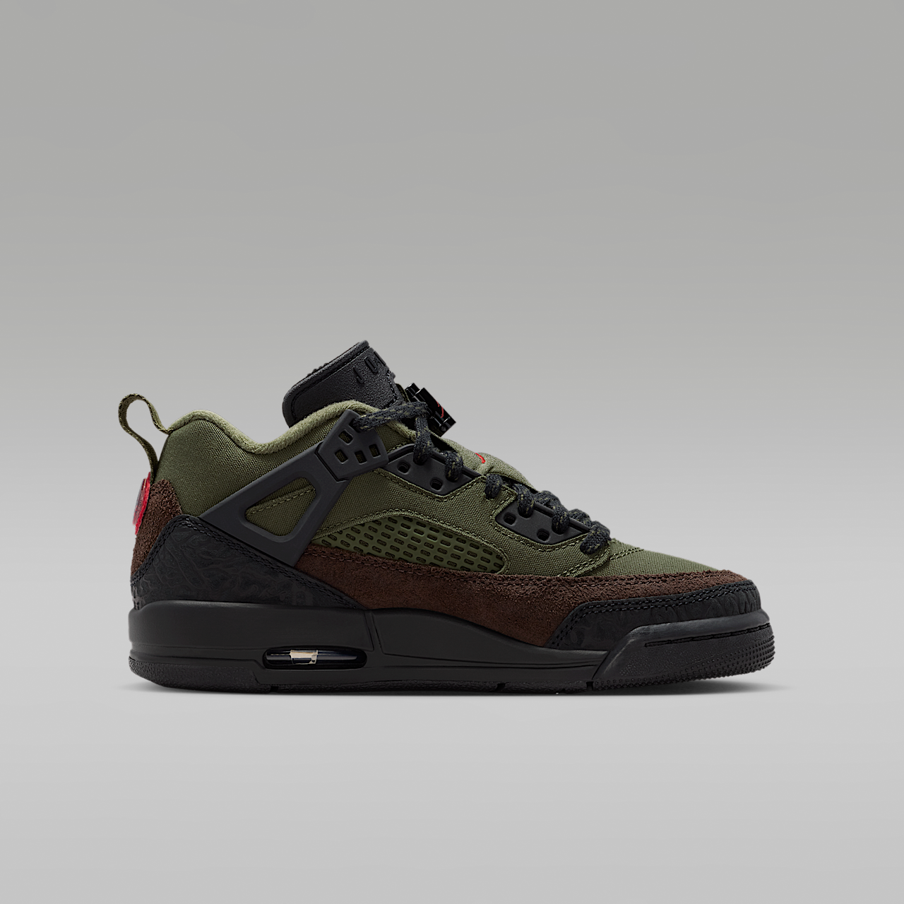 Nike Jordan Spizike Low sneaker Medium Olive/Zwart/Baroque Brown/University Red