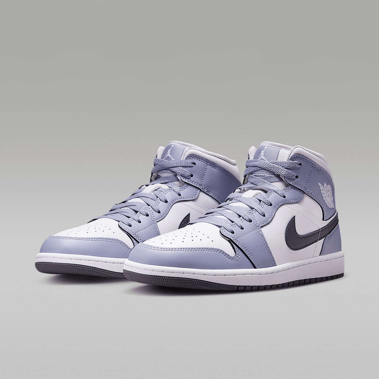 Nike Air Jordan 1 Mid sneaker Wit/Indigo Haze/Dark Blue Grey