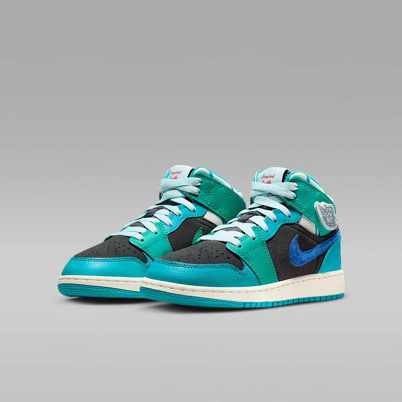 Nike Air Jordan 1 Mid sneaker Anthracite/Aquatone/New Emerald/Glacier Blue