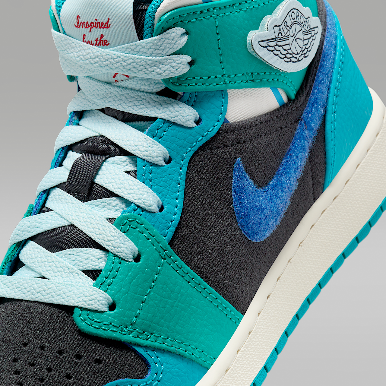 Nike Air Jordan 1 Mid sneaker Anthracite/Aquatone/New Emerald/Glacier Blue